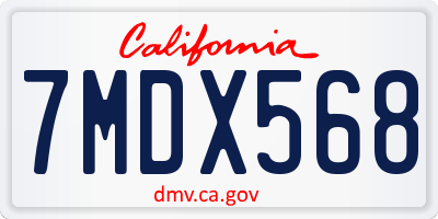 CA license plate 7MDX568