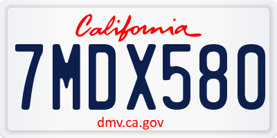 CA license plate 7MDX580