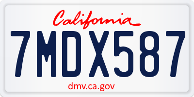 CA license plate 7MDX587