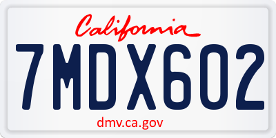 CA license plate 7MDX602