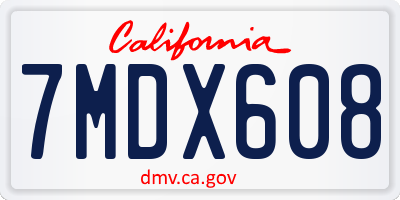 CA license plate 7MDX608
