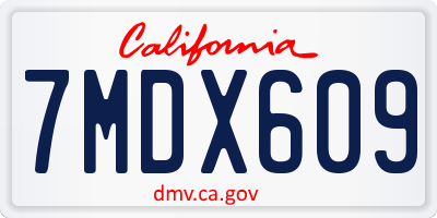 CA license plate 7MDX609