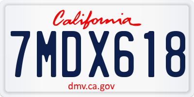 CA license plate 7MDX618