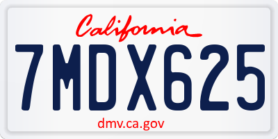 CA license plate 7MDX625