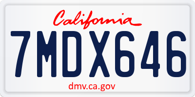 CA license plate 7MDX646