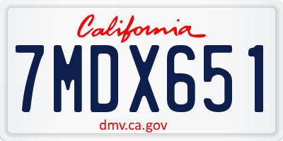 CA license plate 7MDX651