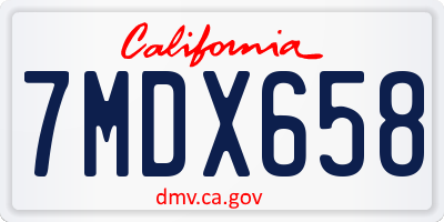 CA license plate 7MDX658