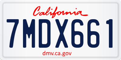 CA license plate 7MDX661