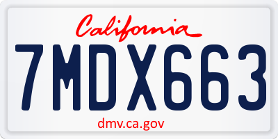 CA license plate 7MDX663