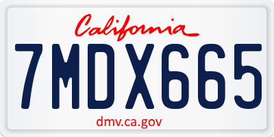 CA license plate 7MDX665