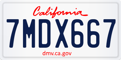 CA license plate 7MDX667