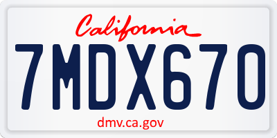 CA license plate 7MDX670