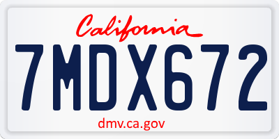 CA license plate 7MDX672