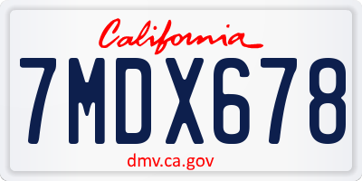 CA license plate 7MDX678