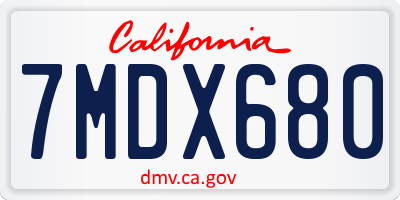 CA license plate 7MDX680