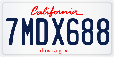 CA license plate 7MDX688
