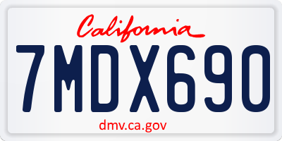 CA license plate 7MDX690