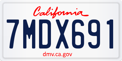 CA license plate 7MDX691