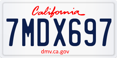 CA license plate 7MDX697
