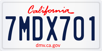 CA license plate 7MDX701
