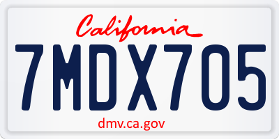 CA license plate 7MDX705