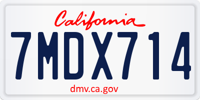 CA license plate 7MDX714