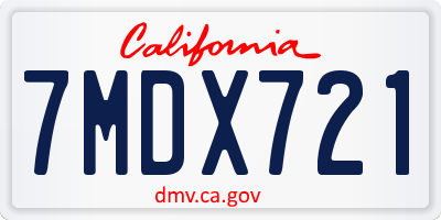 CA license plate 7MDX721