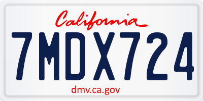 CA license plate 7MDX724