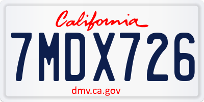 CA license plate 7MDX726