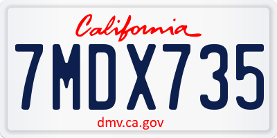 CA license plate 7MDX735