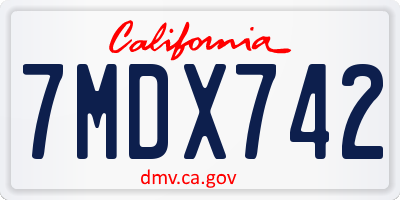 CA license plate 7MDX742