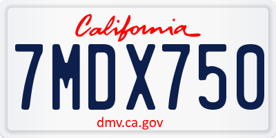 CA license plate 7MDX750