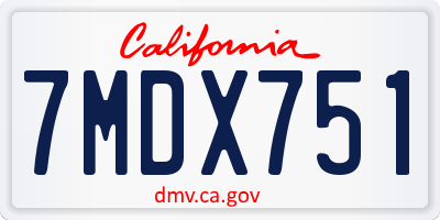 CA license plate 7MDX751