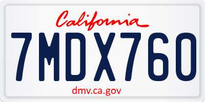 CA license plate 7MDX760