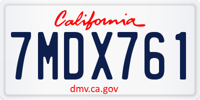 CA license plate 7MDX761