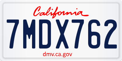 CA license plate 7MDX762