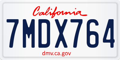 CA license plate 7MDX764