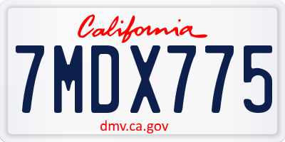 CA license plate 7MDX775