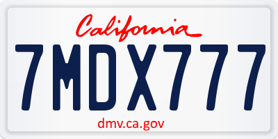 CA license plate 7MDX777