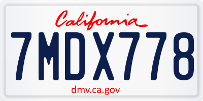 CA license plate 7MDX778