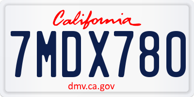 CA license plate 7MDX780