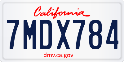 CA license plate 7MDX784