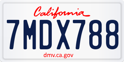 CA license plate 7MDX788