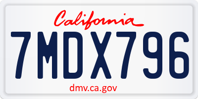 CA license plate 7MDX796