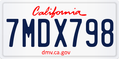 CA license plate 7MDX798