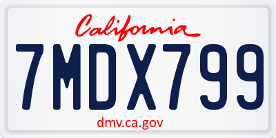 CA license plate 7MDX799