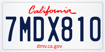 CA license plate 7MDX810