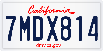 CA license plate 7MDX814