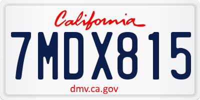 CA license plate 7MDX815