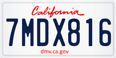 CA license plate 7MDX816